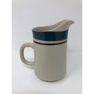 Carousel Stoneware #802 Blue Stripe Creamer with Handle Made in Japan Dinnerware